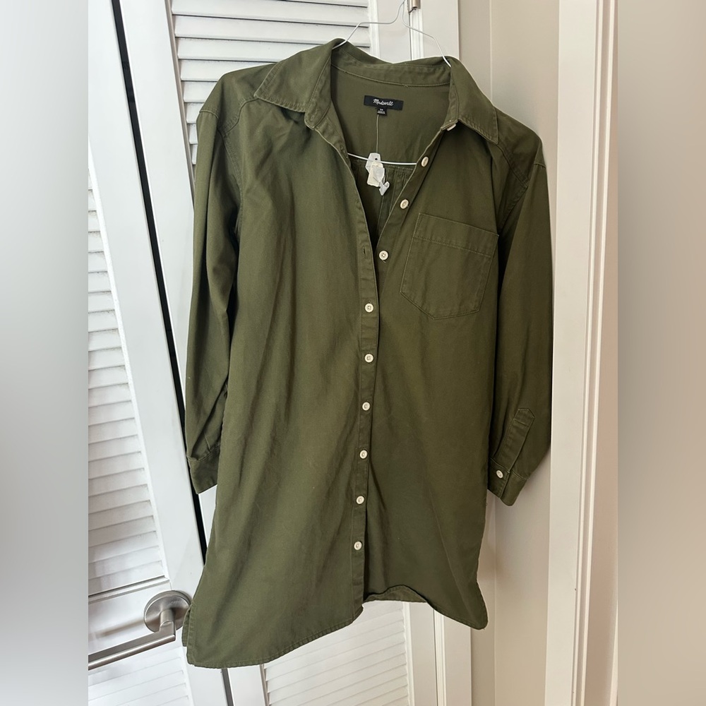 Madewell Women’s Olive Green Shirt Dress